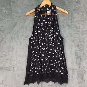 Womens Top 3X‎ Boho Butterflies Floral Lace Fairy Grunge Whimsygoth Neck Tie